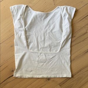 Free People Backless Open Back White Women’s Cap-Sleeve Top